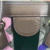 Ophidia handväska tygväska kvinnor brun crossbody väska rött grönt band duk läder blixtlås stängd avtagbar justerbar rem hög q205o