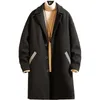 Jesień zima nowa moda marka marek trend trend kurtka wełna wełniana męska menu Slim Fit Wook Wool Blends Winter Long Men Coat LJ201110