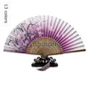 Hela 50pcslot fällbara handfläktstyg Floral Bambu Pocket Fan Mariage Wedding Box Decor11311279