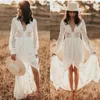 Vintage Bohemian A Line Lace Wedding Dresses 2020V Neck Long Sleeve vestido de noiva Plus Size Appliques Train Wedding Dress Bridal Gowns