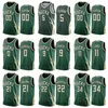 75th Anniversary Basketball Print Maglia Grayson Allen 7 Bobby Portis 9 George Hill Giannis Antetokounmpo 34 Jrue Holiday 21 Khris Middleton 22 Verde Nero Beige