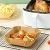 Кухонные принадлежности Air Fryer Одноразовые бумажные лайнера, нелепоразборные одноразовые микроволновые печать пергаментные бумаги, 50 шт. 6,3 дюйма квадратная бумага для выпечки для дома