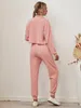 Women's Tracksuits Ribbed Knitted 2 Two Piece Set Women Casual Streetwear Outfits Pocket Long Sleeve Pullover+Pants Suit Spring Loungwear 20