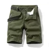 Álgs de verão Homens Carga Calções Casuais Cor Sólida Caqui Caqueira Calças Curtas Marca Jogger Military 220301