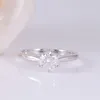 Transgems 18k White Gold 1ct carat Diameter 6.5mm F Color Wedding Engagement Ring For Women Solitare Ring Gold Y200620