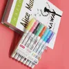 8 ColorsBox Double Line Pen Highlighter Line Outline Presentkort Skrivning Ritning Penleveranser Pen Skolanspapperskontor 2011202020
