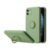 Custodie per telefoni sottili in gomma morbida in silicone liquido per iPhone 13 12 Mini 11 Pro Max XR XS X con supporto per anello Supporto per auto magnetico Custodia protettiva per fotocamera completa