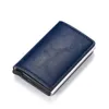 名刺ホルダー男性女性金属RFIDヴィンテージアルミボックスクレイジーホースPUレザーカード財布財布