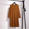 2021 primavera otoño vestido de suéter de talla grande para mujer suelto casual manga larga recto cuello redondo vestidos de punto negro 4XL 5XL 6XL 7XL