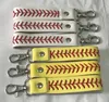 Accesorios deportivos de cuero llavero de béisbol softbol béisbol deporte cuerda cordón collar llavero para tarjeta de identificación teléfono móvil