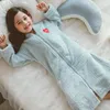 4-12 anni per bambini inverno cerniera accappatoio flanella ragazze camicia da notte per bambini ragazza adolescente vestaglia pigiami pigiami caldi 210203