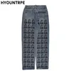 High Street Harajuku Printed Denim Pants Mens Straight Zipper Jeans Brouser Hip Hop Streetwear Casual Loose Goggers Jean Pants 201111111111111111