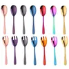 2PCS Stainless Steel Large Salad Spoon Fork Set Mixing Cooking Fruit and Kitchen Restaurant Tool 211229