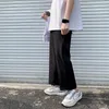 Pants Men Black Ankle-length Simple Summer Baggy 2XL All-match Daily Retro Korean Style Teens Harajuku Streetwear Wide Leg Pant