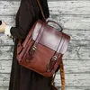Backpack Fashion Women Pu Leather School Bag Vintage Large escolar para meninas para adolescentes viajam homens casuais negros Rucksack1