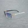Naturholz Sonnenbrille Männer schwarz weiße Büffelhorn Sonnenbrille Vintage Randless Square Brille Oculos Gafas Accessoires B7166514