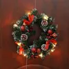 Christmas Wreath With Battery Powered LED Light String Front Door Hanging Garland Holiday Home Decorations Y201020