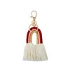 Handgemaakte Boho Rainbow Tassel Key Ring Tas hangt gouden sleutelhanger houder mode sieraden cadeau wil en sandy