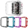 Kvinna Luxury Two Rows Diamond SmartWatch Case för Apple Watch 1 2 3 4 5 6 PC Armour Cover för IWatch 38mm 40mm 42mm 44mm Skärmskydd Fram Bra kvalitet