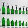 Promotie!! 20 stks 5 10 15 20 30 50 100 ml Groene glazen fles met pipet dropper e vloeibare essentiële olie serum parfumflessen