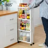 BNBS The Goods For Kitchen Storage Rack Fridge Side Shelf 2/3/4 Layer Removable With Wheels Bathroom Organizer Shelf Gap Holder T200413