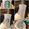 스톡 24 온스 색상 변경 텀블러 플라스틱 플라스틱 마시는 주스 컵 립과 짚 마법의 커피 잔 costom starbucks 플라스틱 컵