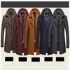 Men Designer Winter Long Coats Mens Thick Warm Wool Blends Woolen Pea Scarf Decoration Male Trench Coat Overcoat 4XL