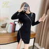 Party Dresswomen's Mini Strikked Dress Single Sweater Tight Montering Zipper Fashion