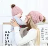 Bébé bébé garçon fille maman hiver tricot chaud doux bonnet chapeau bonnet de boule de cheveux pour enfants adultes famille correspondant C jllctu4105115