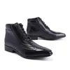 Moda homem tornozelo botas homens vestido formal sapatos de couro botas ocidentais botas de vaqueiro lace up casual sapato marrom calçado preto