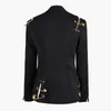 [EAM] Свободная подходящая черная пустая выставленная штырь, сращенная куртка Новый отворот с длинным рукавом женщины пальто мода прилив весна осень jz500 201023
