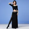 Conjunto de traje de danza del vientre para mujer, ropa de competición de bailarina Oriental de 2 piezas, Top de manga larga Modal cómodo, falda Sexy, espectáculo de escenario 12205