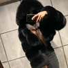 Solidne Z Kapturem Faux Fur Coats Kobiety Jesień Zima Ciepła Gruba Kurtka Furma Kobiet Luksusowy Puszysty Pluszowy Odzieży Odzieży Szczupły krótki płaszcz