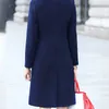Lucyever الأزياء البريطانية الصلبة زر الصوف معطف المرأة زائد حجم طويل الأكمام معاطف امرأة أنيقة جيب ضئيلة أبلى موهير 201210