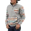 Herren Western Aztec Sweatshirt Kreuz Ethno Print Patchwork Zip Up Hoodie Pullover für Herren S2112237976766