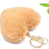 Formulário do coração Fluffy Heart Keychain para mulheres Pompom Faux Rabbit Fur Chain Chain Bag Charms Hang Car Key Ring Jewelry2339269