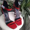 Europclassic hoge slipper hakken sandalen grove letters lederen luxe vrouw hiel schoenen metalen gesp voor letteer sexy