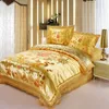 Red satin Dragon/ phoenix chinese Wedding Bedding set print Modern suits Jacquard Bedclothes queen/king size Gold T200706