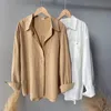 Lizkova 100% coton japonais Blouse femmes Hararuju blanc poche surdimensionné chemise officielle dames décontracté hauts 8265 201201