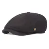 Berets SLECKTON Fedora Peaked Cap Mode Baskenmütze Flache Sboy Retro Achteckige Hut Schwarz Casual Herren Hüte Visier Baker Boy