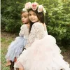 Autumn Long Sleeve Girl Dress Lace Flower 2020 Backless Beach Dresses White Kids Wedding Princess Party Pageant Girl Clothes LJ2002967114