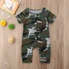 Pudcoco Expédition rapide Nouvelle mode infantile nouveau-né bébé garçon fille vêtements camouflage combinaison barboteuse à manches courtes vêtements en coton tenue G1221