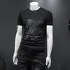 2023春と夏の新しい綿の男子トップ短袖Tシャツハーフスリーブハイエンドライトラグジュアリーファッション刺繍pr241c