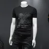 2023 spring and summer new cotton men's tops short-sleeved T-shirts half-sleeves high-end light luxury fashion embroidered pr3395