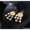 Nya uts￶kta brudbr￶llopsmycken Set Gold Color Muslim Coin Necklace Earring Middle East Arab Jewelry Gift YFKS9