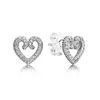 925 Sterling Silver Earring Fit Pandora Style Starshine Orchid Rainbow Arcs of Love Heart Interlinked Circles Stud Earrings For Women Jewelry Gift