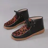 Leopar Bilek Boots For Women Ayakkabı Vintage Lace Up Yuvarlak Burun Çizme Kadınlar Bayanlar Kış Bilek Boot Yeni