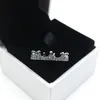 Nytt mode 925 Sterling Silver Crown Ring Set Box för CZ Diamond Women Wedding Rings7649364