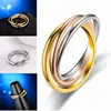 خاتم دائري ثلاثي اللون فضي Baecyt ثلاثة في واحد مجموعات خطوبة زفاف من الفولاذ المقاوم للصدأ قابلة للتكديس