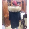 Maomaokong X-Uzun Nakış Büyük Gerçek Kürk Kapüşonlu Parkas Coat Doğal Kürk Kadın Ceket 201029